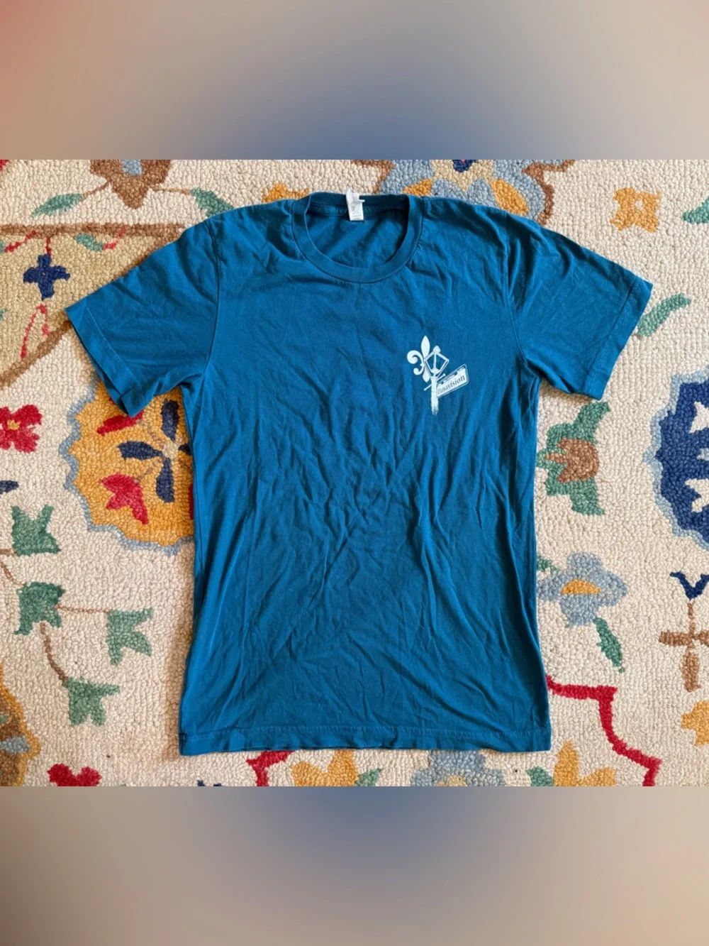 NWOT Canvas Panavision Cotton Teal Crewneck T-Shirt - Picture 2 of 4